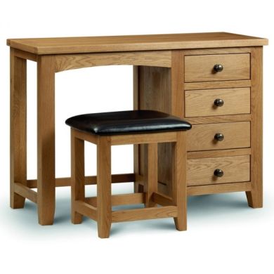 Marlborough 4 Drawers Single Pedestal Dressing Table In Waxed Oak