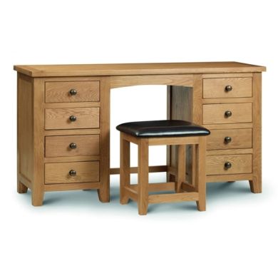 Marlborough Twin Pedestal Dressing Table And Stool In Waxed Oak