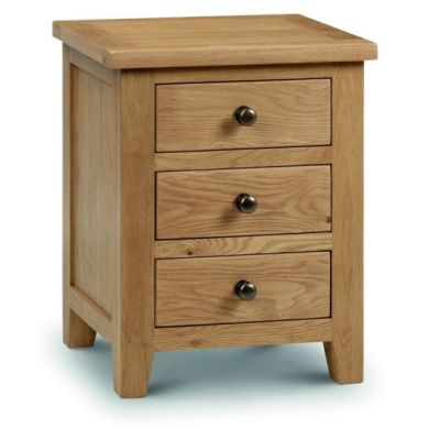 Marlborough Wooden 3 Drawers Bedside Cabinet In Waxed Oak