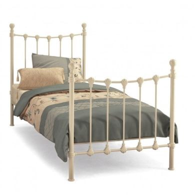 Marseilles Metal Single Bed In Ivory Gloss