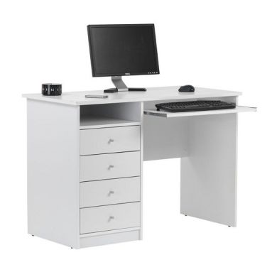 Marymount Computer Desk In White With 4 Drawers