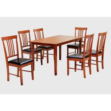 Massa Large Wooden Dining Set In Mahogany With 6 Chairs