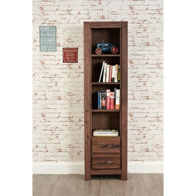 Mayan Narrow Wooden Bookcase In Walnut