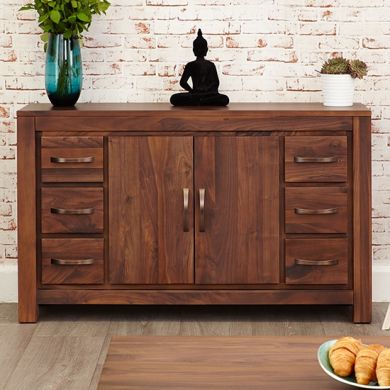 Mayan Wooden 2 Doors 6 Drawers Sideboard In Walnut