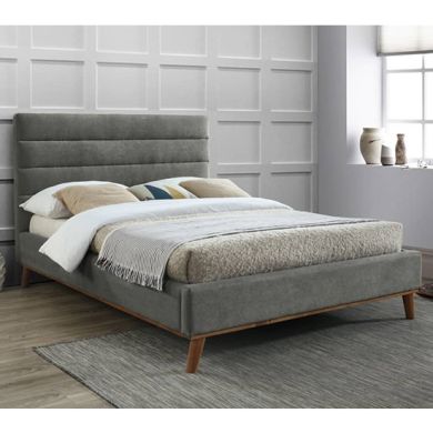 Mayfair Fabric Upholstered Double Bed In Light Grey