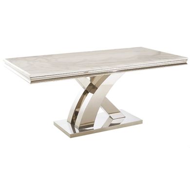 Mayfair Large Ceramic Marble 180cm Dining Table In White