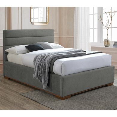 Mayfair Ottoman Fabric Double Bed In Light Grey
