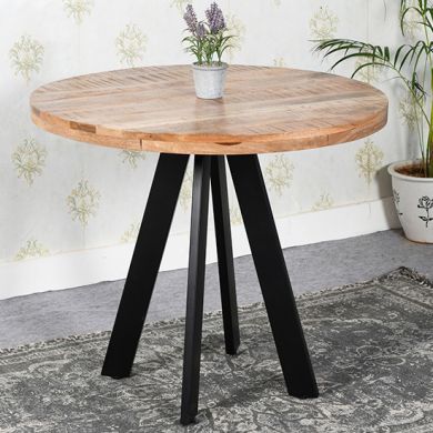 Surrey Solid Mango Wood Round Dining Table In Rough Sawn