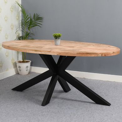 Surrey Solid Mango Wood Oval Dining Table In Rough Sawn