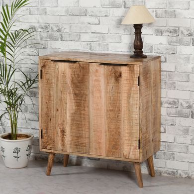 Surrey Solid Mango Wood Drinks Cabinet In Rough Swan