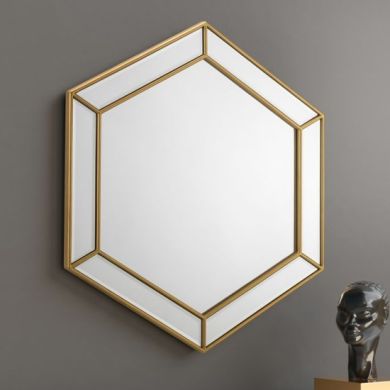 Melody Hexagonal Wall Mirror In Gold Effect