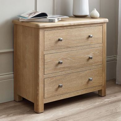 Memphis Wooden Chest Of 3 Drawers In Limed Oak