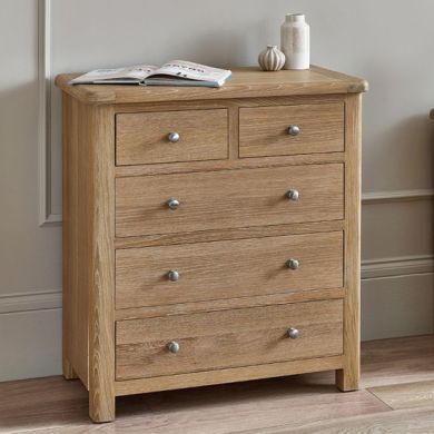 Memphis Wooden Chest Of 5 Drawers In Limed Oak
