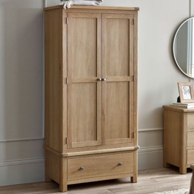 Memphis Wooden Wardrobe With 2 Doors 1 Drawer In Limed Oak