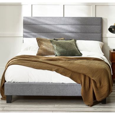 Merida Linen Fabric Single Bed In Grey