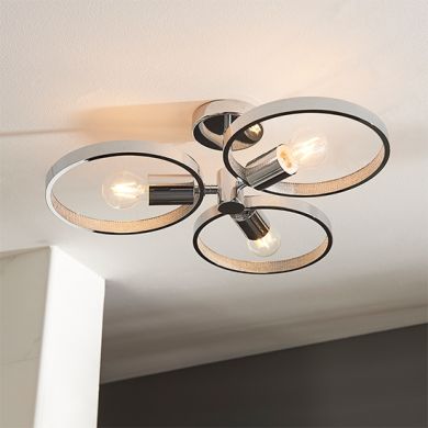 Merola 3 Lights Semi Flush Ceiling Light In Chrome