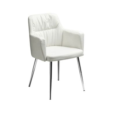 Mersin Faux Leather Bedroom Chair In White With Chrome Legs