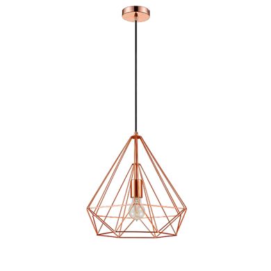 Merton 1 Bulb Double-Layered Cage Small Ceiling Pendant Light In Copper