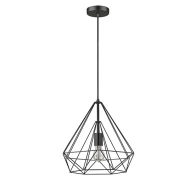 Merton 1 Bulb Double-Layered Cage Small Ceiling Pendant Light In Matt Black