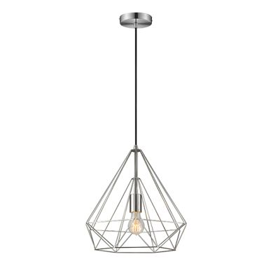 Merton 1 Bulb Double-Layered Cage Small Ceiling Pendant Light In Satin Nickel