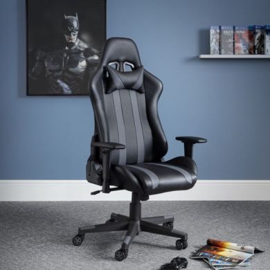 Meteor Faux Leather Gaming Chair In Black