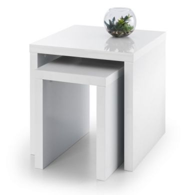 Metro Wooden Nest Of Tables In White High Gloss
