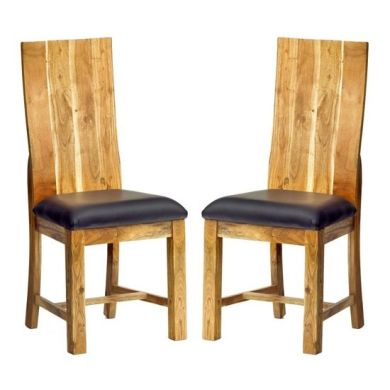 Metropolis Industrial Oak Wooden Dining Chairs In Pair