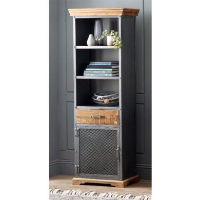 Metropolis Narrow 1 Door 1 Drawer Bookcase In Acacia