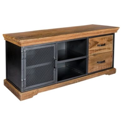 Metropolis Wooden 1 Door And 2 Drawers TV Stand In Acacia