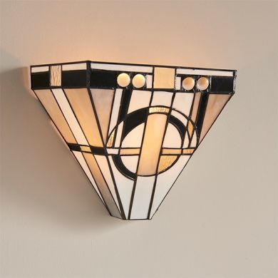Metropolitan Tiffany Glass Wall Light In Matt Black