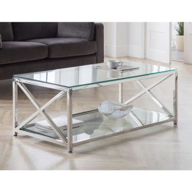 Miami Clear Glass Coffee Table With Chrome Frame