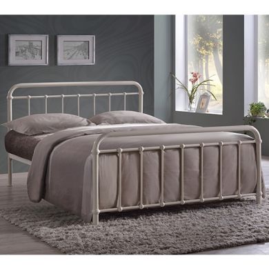 Miami Metal Small Double Bed In Ivory