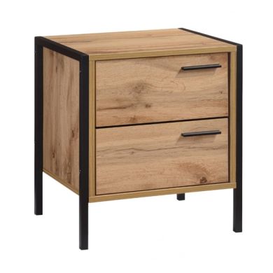 Michigan Wooden Bedside Cabinet In Oak Effect With 2 Drawers