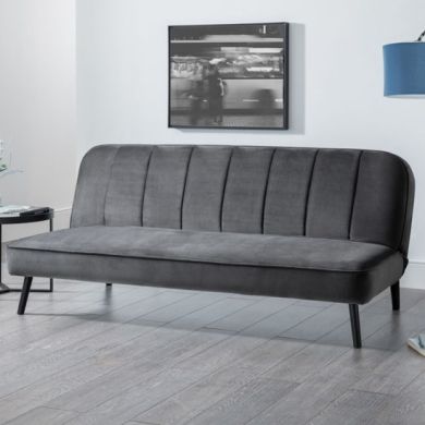 Miro Curved Back Velvet Upholstered Sofabed In Grey