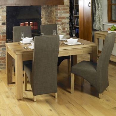 Mobel Extending Wooden Dining Table In Oak With 6 Grey Chairs