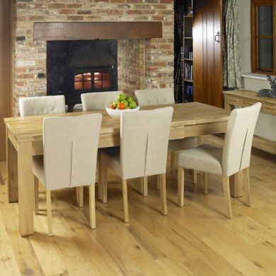 Mobel Extending Wooden Dining Table In Oak With 6 Vrux Biscuit Chairs