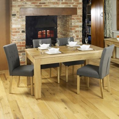 Mobel Extending Wooden Dining Table In Oak With 6 Vrux Slate Chairs