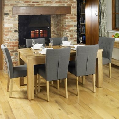 Mobel Large Wooden Dining Table In Oak With 4 Vrux Grey Chairs