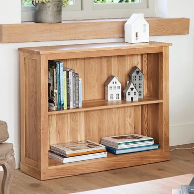 Mobel Low Wooden Open Bookcase In Oak