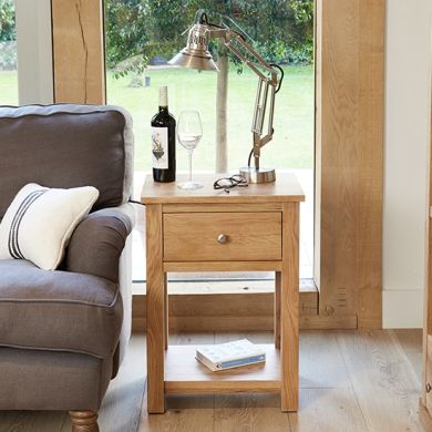 Mobel Wooden 1 Drawer Lamp Table In Oak