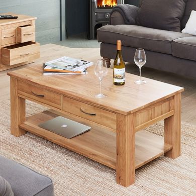 Mobel Wooden 4 Drawers Coffee Table In Oak