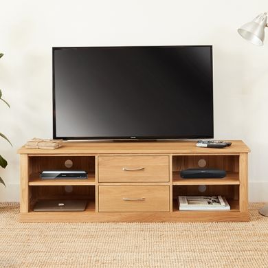 Mobel Wooden Mounted Widescreen TV Stand In Oak