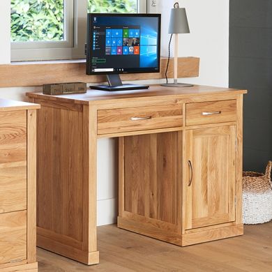 Mobel Wooden Single Pedestal Computer Desk In Oak