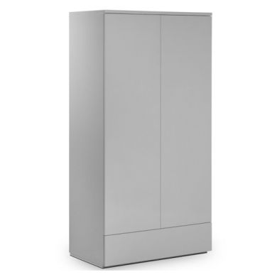 Monaco Wooden 2 Doors 1 Drawer Wardrobe In Grey High Gloss