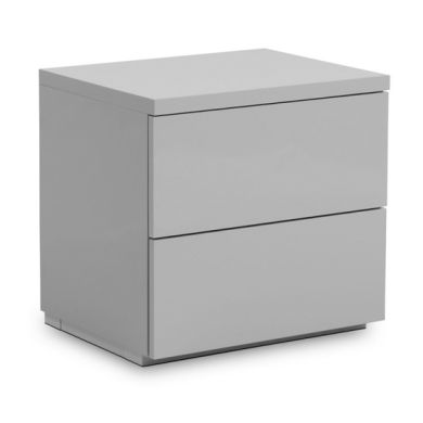Monaco Wooden 2 Drawers Bedside Cabinet In Grey High Gloss