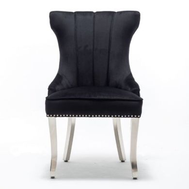 Montpellier Lion Knocker Velvet Dining Chair In Black
