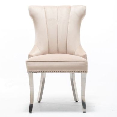 Montpellier Lion Knocker Velvet Dining Chair In Cream