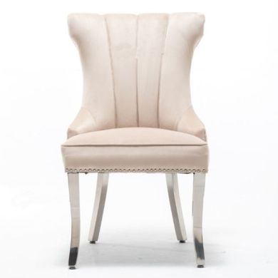 Montpellier Lion Knocker Velvet Dining Chair In Cream