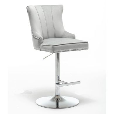 Montpellier Velvet Gas Lift Bar Stool In Light Grey