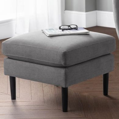 Monza Linen Fabric Upholstered Ottoman In Grey